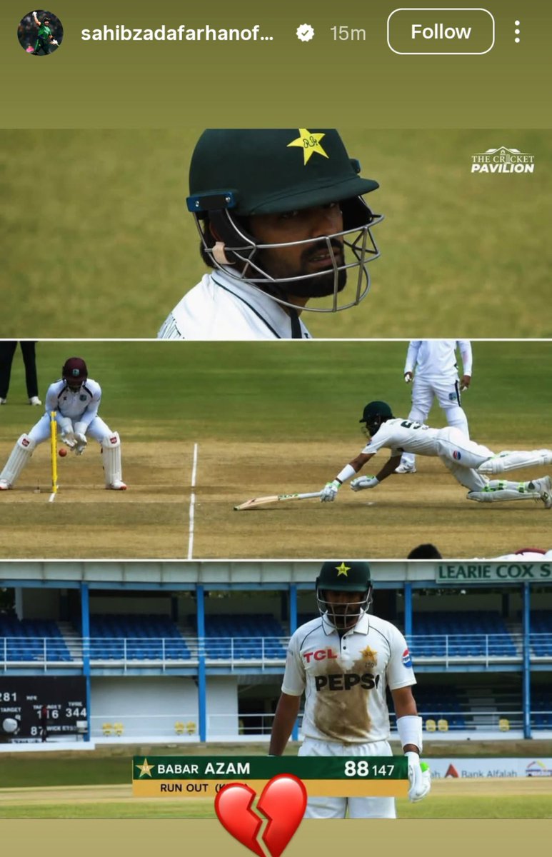 HassanAbbasian's tweet photo. Even Sahibzada Farhan is heartbroken on that dismissal of Babar Azam 💔 https://t.co/KjOdJ8HjOS