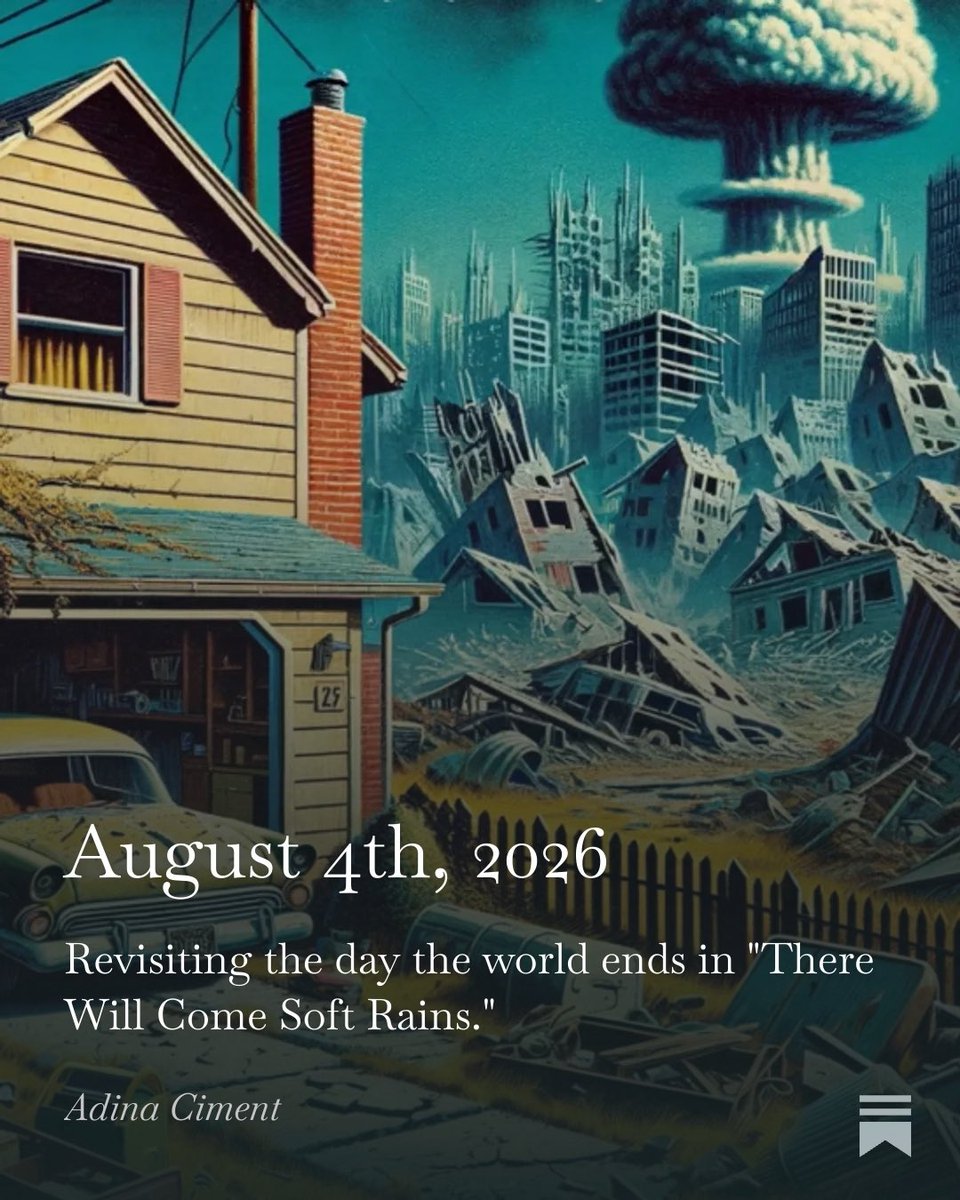 aciment's tweet photo. August 4, 2026 is the day Ray Bradbury predicted the end of our world. In honor of today, here’s a new take on that story: https://t.co/e5pkGekwrz https://t.co/9URXg2j3r7