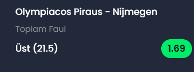 StatsProp's tweet photo. Şampiyonlar Ligi 🏆 

Olympiacos vs NEC Nijmegen / Total fouls 21.5o

@ 1.69 

Stake 8 https://t.co/rsqgkDrM1a