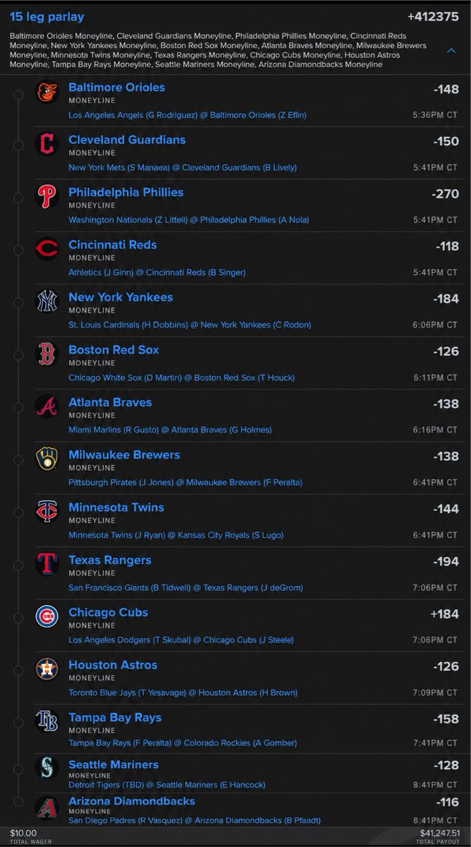 flashpicks's tweet photo. ⚾️ +412375 Mega MLB Parlay

If this wins I’m giving $10k to one of you who likes this tweet…

Tail 🔗- https://t.co/rJZDSv9va1

21+ Gamble Responsibly https://t.co/jOuw6myD7u