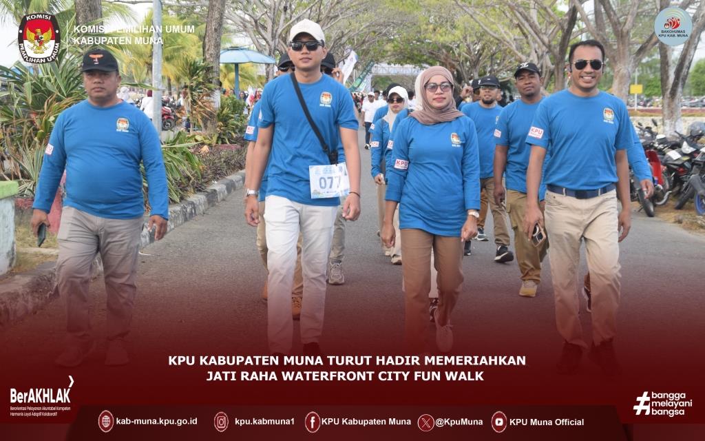 KpuMuna's tweet photo. #TemanPemilih
KPU Kabupaten Muna turut berpartisipasi dalam kegiatan JATI Raha Waterfront City Fun Walk yang diselenggarakan oleh Pemerintah Daerah Kabupaten Muna di kawasan terpadu pantai kota Raha. Minggu (2/8/2026)
#KPUMelayani https://t.co/96FrDNKmlq