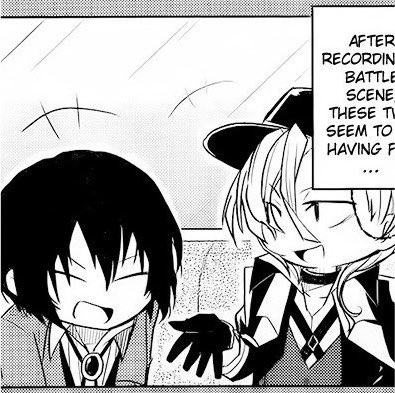 snowykolya's tweet photo. dazai acting like chuuya is the funniest person in the world is so dear to me https://t.co/q440njFe3W