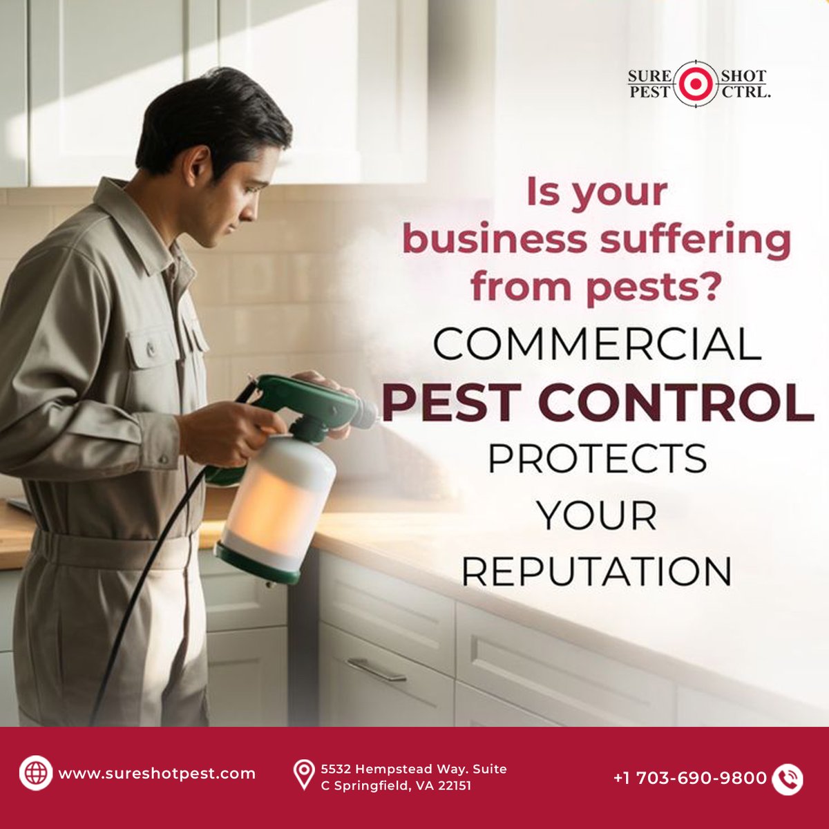 sure_shotpest's tweet photo. Commercial Pest Control That Works
Is your business suffering from pests? Donโt risk your reputation. Protect your commercial property with trusted pest control in Springfield, VA.
๐ Call US: +1 703-690-9800
๐ https://t.co/UWlRmw1GA8
#CommercialPestControl #SpringfieldVA https://t.co/ngeEcEWUaY