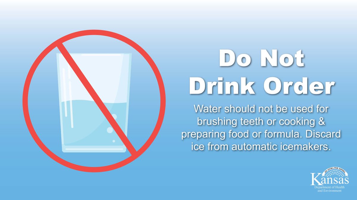 KDHE's tweet photo. A Do Not Drink Order has been issued for Sundowner, Inc public water supply system located in Saline County due to low chlorine residual and unknown manganese levels in the drinking water.

For more information: https://t.co/Pi1tDse7zL https://t.co/LPdiPTTrHU