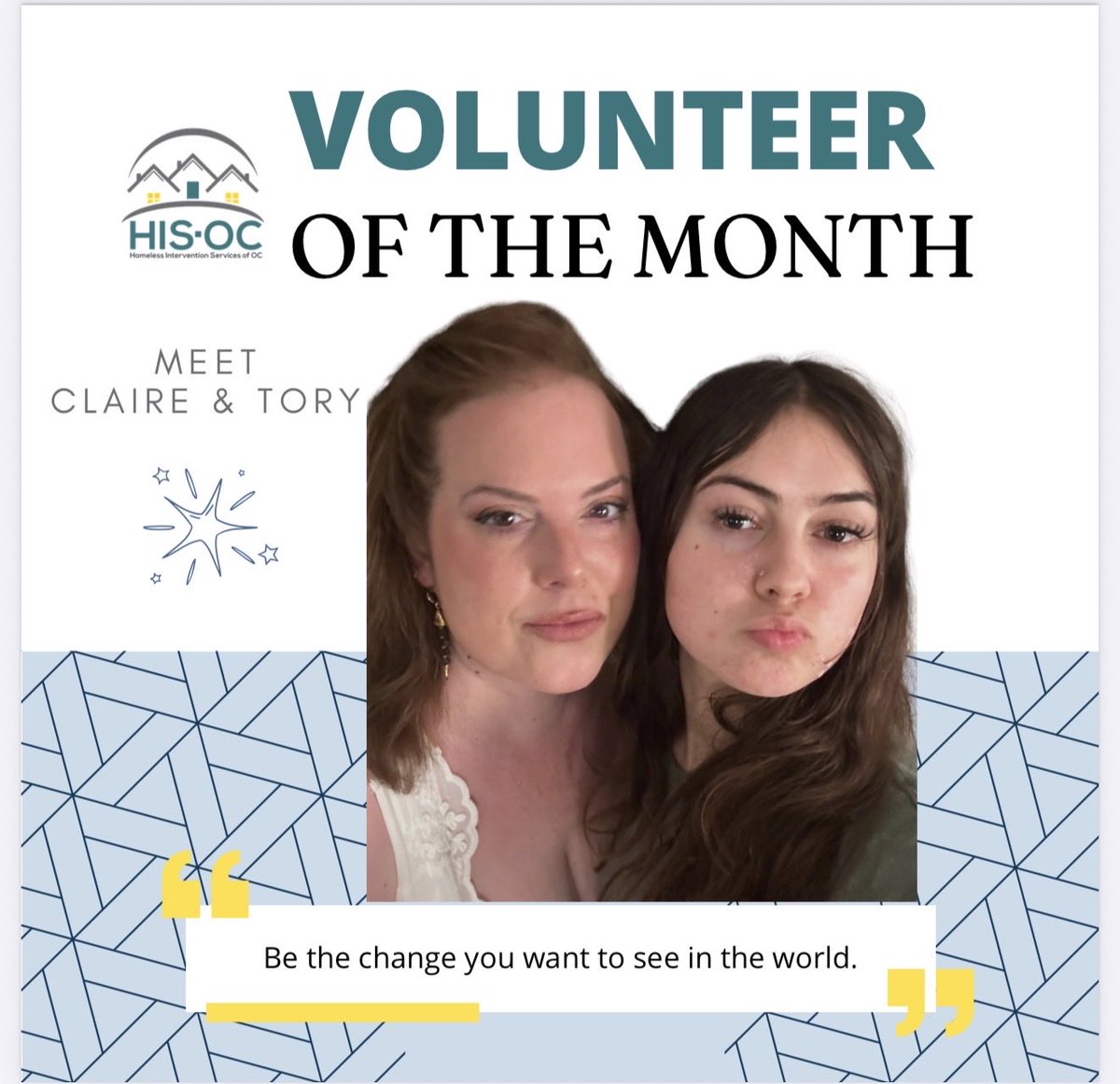 Homeless_Int_OC's tweet photo. Congratulations to our Volunteer of the Month, Claire and Tory! https://t.co/hHvvODmpiN