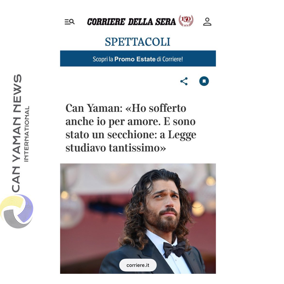 CanYaman8901's tweet photo. 🇮🇹🗞️| Corriere della Sera - Interview #CanYaman: "I also suffered for love. And I was a nerd: I studied a lot in Law»

An unprecedented role for the star of fiction: he stars in the new comedy series "#Bro", on which Prime Video focusses in 2027

J:Does it mean that she also suffered from love pain?

A:”To whom has it not happened at least once in a lifetime? Suffering for love happens to everyone. When you truly love, you can suffer like anyone else.”

J:What did you like about this series?

A:”Right from the start “Bro” excited me because it gives me the opportunity to play a different role from those I usually play. It's an idea that Giovanni Nasta and I had because on the set of "Viola come il mare" we always had fun together, and in addition to being a colleague he is also a great friend. I am sure that even with the production team and with the direction of Riccardo Donna and Tobia Campana it will be a wonderful experience, we started filming a few days ago. “Bro” will be a surprise for everyone.”

J:What is your relationship with comedy? Do you feel like this kind?

A;”In my career I have also done some romantic comedies, in Turkey, so it is a genre that I know and that I like. Here I play a lawyer who is awkward with women: it will make me bring out a new side of my personality and this is very stimulating. It's a challenge and I love work challenges and getting involved as an actor. I like to change, experiment with different genres. The comedy in my last projects is an aspect that has come out less, but with Giovanni Nasta there is a naturally comic harmony.”

J:In life you are an only child but in this comedy series you have brother. What effect did it have on her?

A:”Having a "set brother" makes me know a dynamic that I have not experienced daily in real life. Maybe having a brother or sister would have been nice, even to have someone to share certain experiences with since childhood, but being an only child also made me very independent and responsible.”

J:Ultimately, do you look more like your character or the one who is played by Nasta in the series?

A:”They are a nice mix of both. When I play a role I always look for a point of contact with myself, something authentic from which to start. For my character, with whom I have in common a law degree, for example, I have to bring out an aspect of my personality that I had when I was younger: I studied a lot and I was not very sociable.”

J:In the series, the two brothers are forced to collaborate despite not getting along: has it ever happened to you in your life to become friends with someone you didn't like at first?

A:”Yes, it can happen. The first impression is not always the right one. On the set it often happens that you meet people very different from you, and it is precisely the diversity of character that can create interesting relationships».

J:How much attention does your physical appearance weigh on you? Is it something you find limiting for your acting career?

A:”I know perfectly well that physical appearance is part of my image and I can't deny it. But for me it's important that it doesn't become a limit. The physique changes, the age changes, while an actor must continue to grow, study and transform. That's why I'm looking for different roles and always new challenges».

J:Do you have dreams for the future?

A:”I would like to continue to surprise myself, playing very different characters, being chameleonistic, never repetitive and working in international productions».

J:Is there room for the direction as well? Is it an experience you would like to do or is it not among your plans?

A:”I don't rule it out, if one day I were to pass behind the camera, I would like to do it when I have a good story to tell and I am ready to take on that responsibility. The direction requires great preparation and a lot of respect.”
