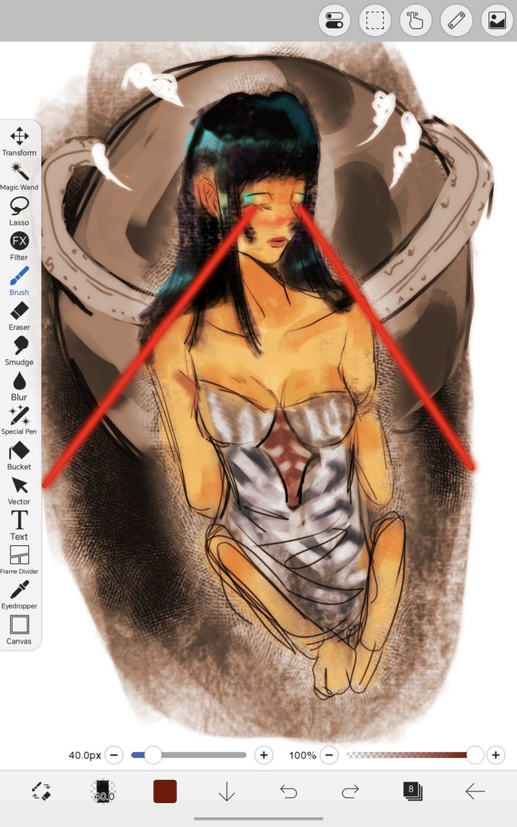 bunoddt's tweet photo. The feeling of losing passion after a drawing you were excited  to work on it  is something sad•́⁠ ⁠ ⁠‿⁠ ⁠,⁠•̀

#OC #OriginalCharacter #SciFi #CharacterDesign #DigitalArt https://t.co/WU1ndhf0qi