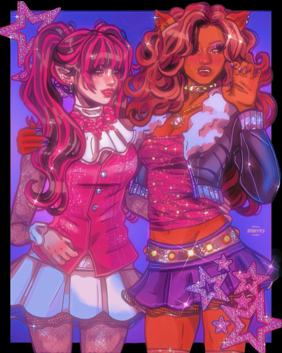666chevy_'s tweet photo. this is so pink lol 💖 #clawdeenwolf #draculaura #monsterhigh #monsterhighg1 #monsterhighfanart https://t.co/6VaaZYQ0Vl