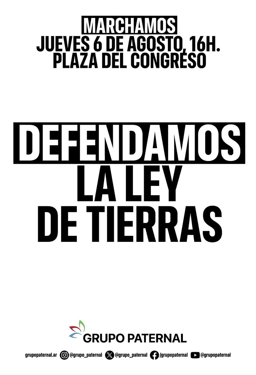 Grupo_Paternal's tweet photo. #LeydeTierras 
Marchamos al Congreso el Jueves 6/Agosto, 16h. 
Defendamos la Ley de Tierras.
Acá un ejemplo del daño potencial si se aprueba la Ley. 👇 https://t.co/uCio5Gtdo3