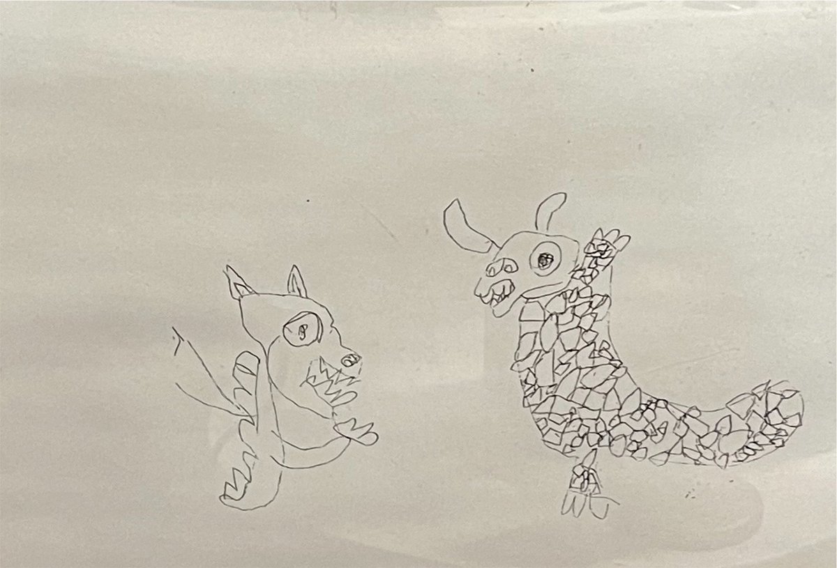 22wow___'s tweet photo. オイラがちびっこの時に描いたドラゴン見て。
見たら寝て https://t.co/93YehPUfXZ