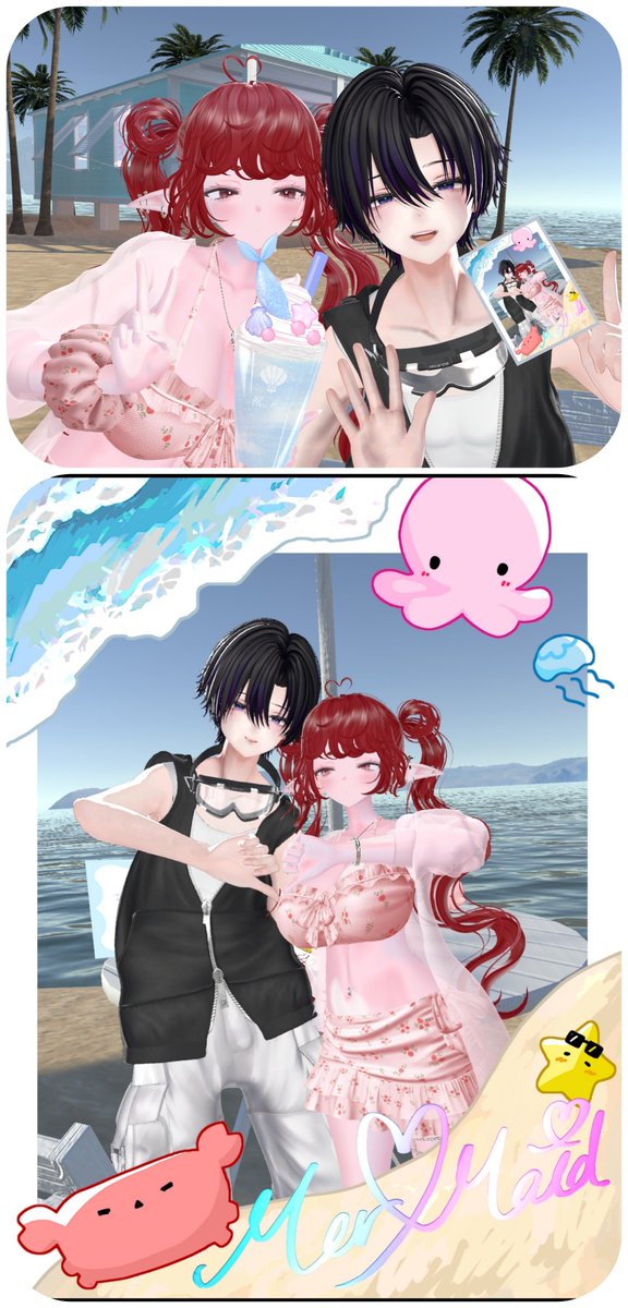 N0Rpz's tweet photo. 8/3 #MerMaid_VRC 第1回営業行けた!
人魚🧜♀️さんが人の姿で接客してくれるイベントで、すっごい海を感じれた🌊👏
メニューが多くて頼みきれなせそうだけど全部見てみたいです!✨
接客してくれたみゃあさんとあむさんありがとうございました!楽しかったです!⊂( ᴖ ̫ᴖ )⊃
by ニモ°・🐠 https://t.co/Dr1lybmZ10