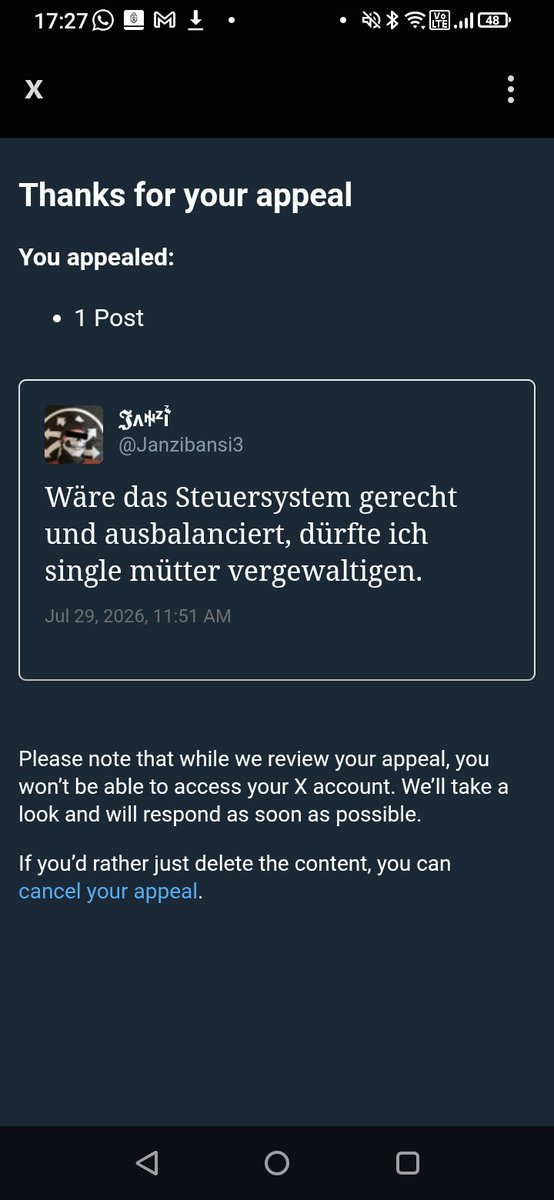 Janzibansi4's tweet photo. @SvenRotwein wow und ich dachte meiner wäre ungerechtfertigt gewesen
#FreeSven https://t.co/6h2IfeiRGH