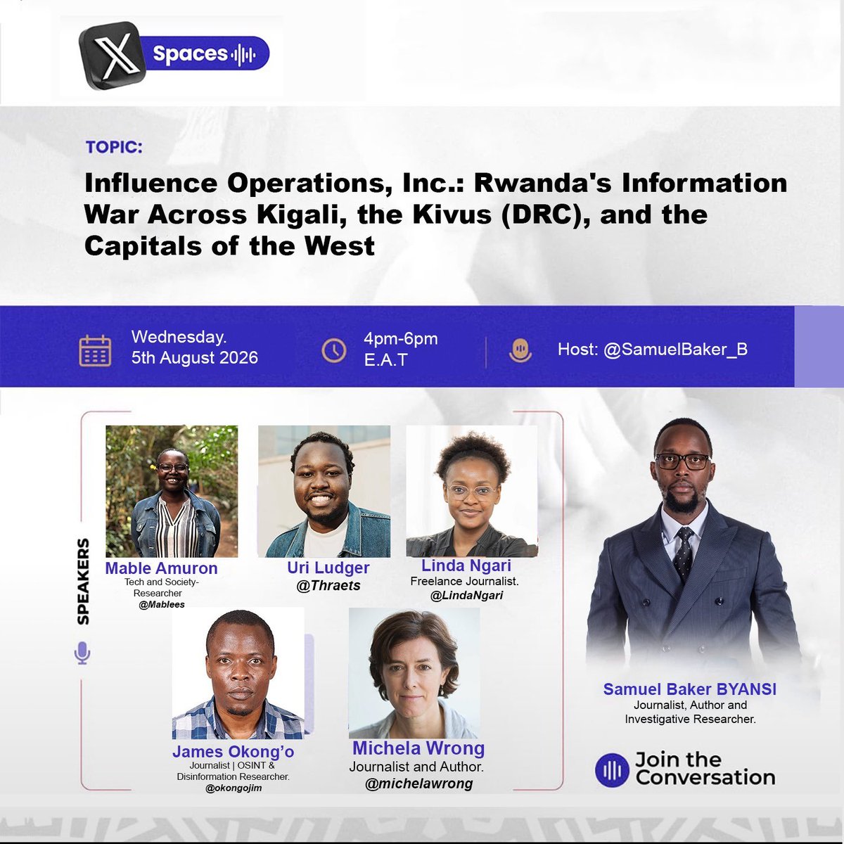 thraets's tweet photo. Tune in tomorrow to where our researchers will be taking part in an X-Space titled Influence Operations, Inc.: Rwanda’s Information War Across Kigali, the Kivus (DRC), and the Capitals of the West. https://t.co/D2ynHJmbQS