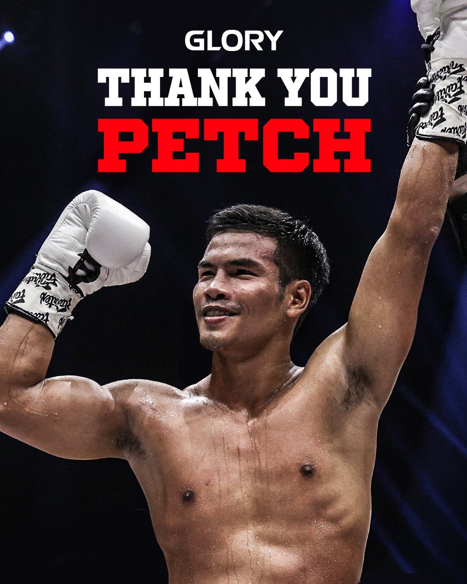 GLORY_WS's tweet photo. THANK YOU PETCH 👏👏👏

After a decade of dominance inside the ring, GLORY Featherweight Champ Petch has decided to retire from kickboxing.

Petch’s career was highlighted by an astounding nine Featherweight title defenses, a RISE Super Lightweight Title, and winning the inaugural Featherweight World Grand Prix.

His accomplishments inside the ring were only surpassed by his exemplary character outside of it.

We wish Petch nothing but the best in his future endeavors. He will always be part of the GLORY Family.