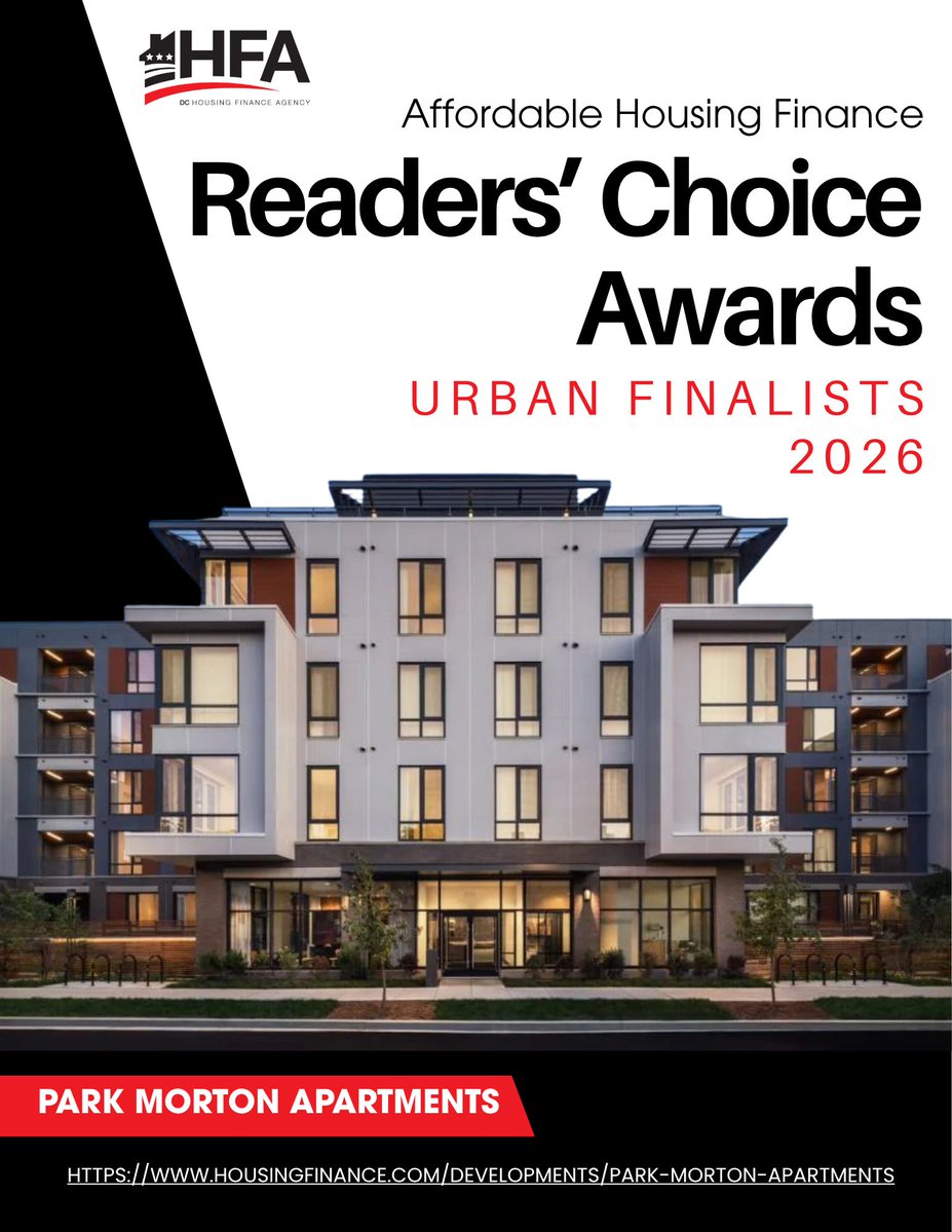 DCHFA's tweet photo. Park Morton Apartments is an Urban Finalist for Affordable Housing Finance's 2026 Readers' Choice Awards! DCHFA is proud to have invested in this affordable housing development. Congratulations to the development team and all of the partners that made this development possible. https://t.co/XV1TlNhqqV