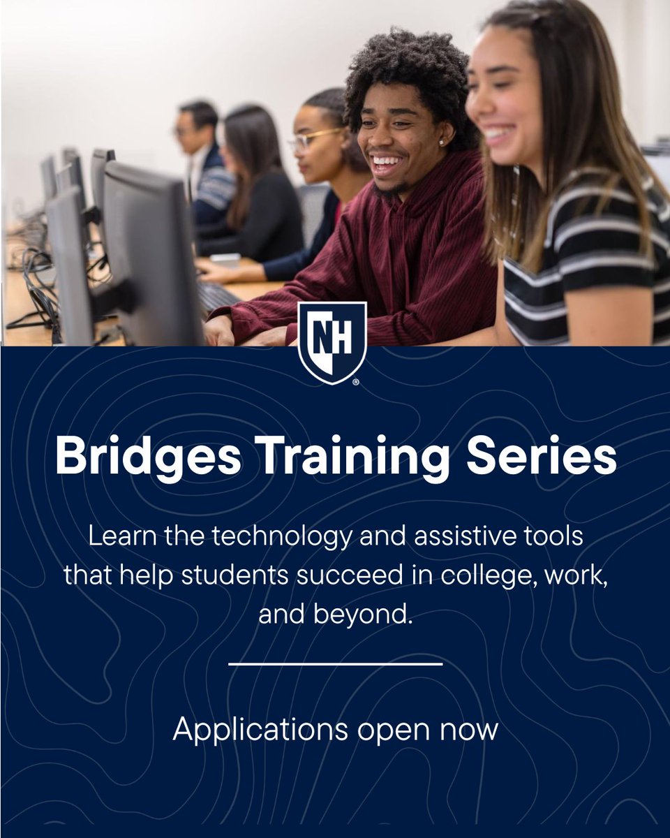 UNHIOD's tweet photo. The right tools can open new doors. The Bridges Training Series helps young adults (16–25) with intellectual &amp; developmental disabilities build tech skills for college, work &amp; everyday life. Apply by Aug. 24: https://t.co/n04PJMJO6z https://t.co/1D8ssCKvO8