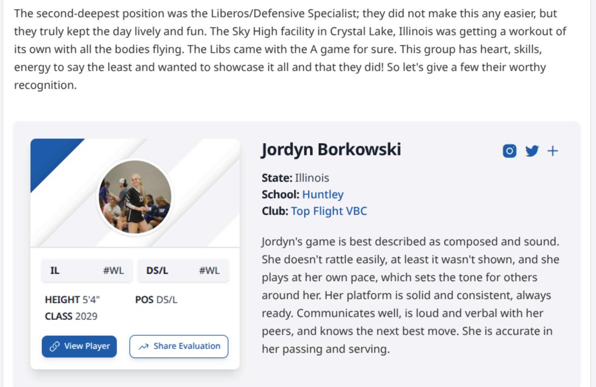 JBorkowskiVB's tweet photo. Thank you so much @PrepDigTobias for this great write up. It is so great to get feedback from @PrepDig events! 
#co2029 #volleyball #libero 

https://t.co/xMFphfP2u8

@prepdigil @topflightvbc https://t.co/JFiWdFXRdA