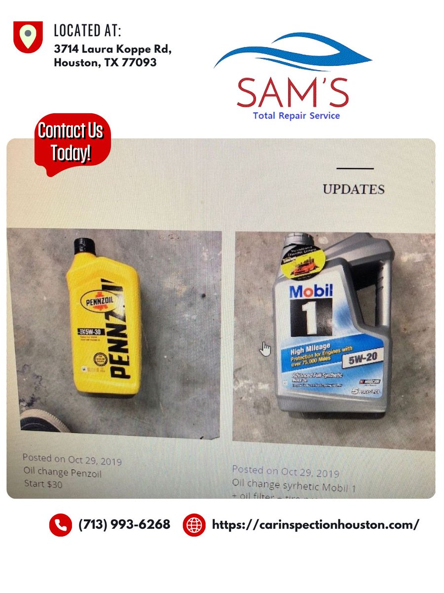 SamsAuto__'s tweet photo. Fresh oil plays an important role in routine vehicle maintenance. Our oil change service helps support engine operation and long-term performance. Book your service appointment today at (713) 993-6268.
#OilChange
https://t.co/Zh1pSdg7Tm https://t.co/GJ3Wn6k78p