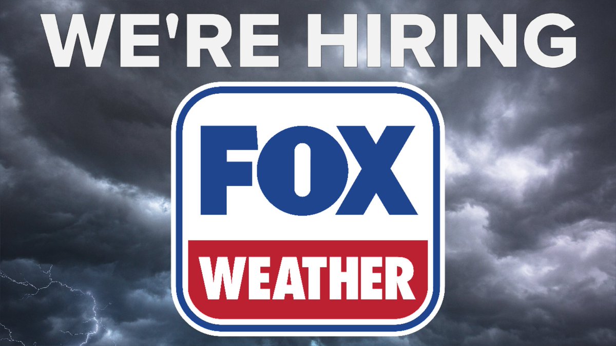 gdimeweather's tweet photo. FOX Weather is #hiring! We am looking for an experienced, knowledgable and CREATIVE meteorologist to join the fantastic Weather Presentation team here at FOX Weather. 

You'll be responsible for analyzing the forecast and building weather graphics to tell high-quality, informative, insightful and interesting weather stories.   

If you thrive in a fast-paced, 24/7 live news environment, have a passion for all things meteorology, MAX graphic design, and excel under pressure during major weather events, we want you on our team!

https://t.co/hQvQFIUywl