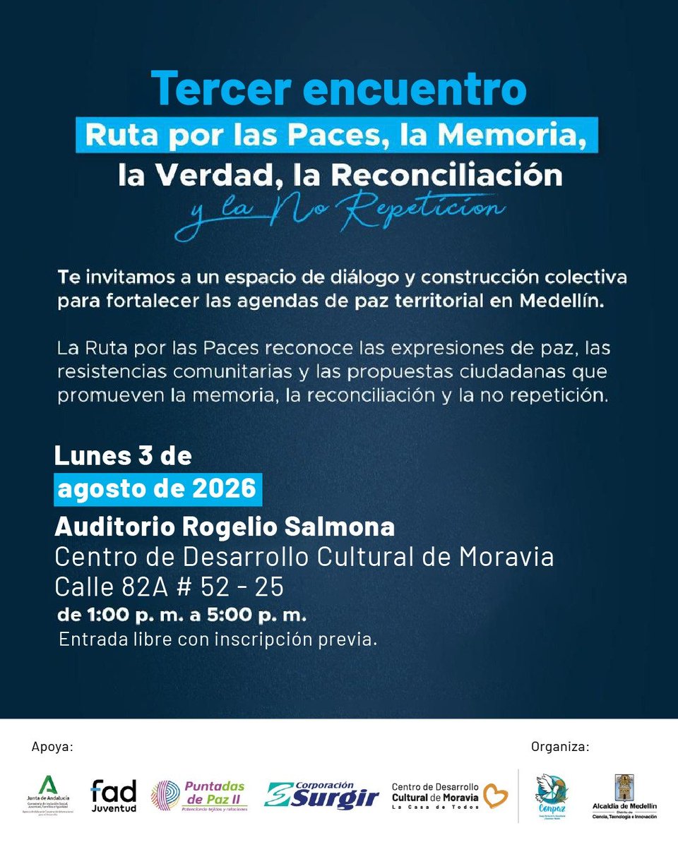 conpazmed's tweet photo. 🕊️ Un espacio para dialogar y defender la paz.

Así vivimos el Tercer encuentro de la Ruta por las Paces, la Memoria, la Verdad, la Reconciliación y la No repetición.

Gracias a quienes construyen paz territorial en #Medellín, cada día 🌱 https://t.co/TfHeiXqX93