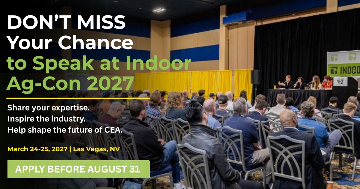 indooragcon's tweet photo. 🎤 The #IndoorAgCon 2027 Call for Speakers is OPEN!

Have practical CEA insights, grower success stories or innovative strategies to share? Take the stage on March 24-25, 2027 and help shape the future of CEA.

📅 Proposals due Aug. 31: https://t.co/x9RoNdw90I https://t.co/ajGX84kl4g