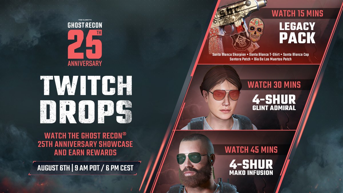 Ubisoft_UK's tweet photo. Hey Ghosts! Watch the Ghost Recon 25th Anniversary on August 6th on Twitch and get rewards for Ghost Recon Wildlands!

https://t.co/wiquu5vPfv https://t.co/w9qBifgN4Y