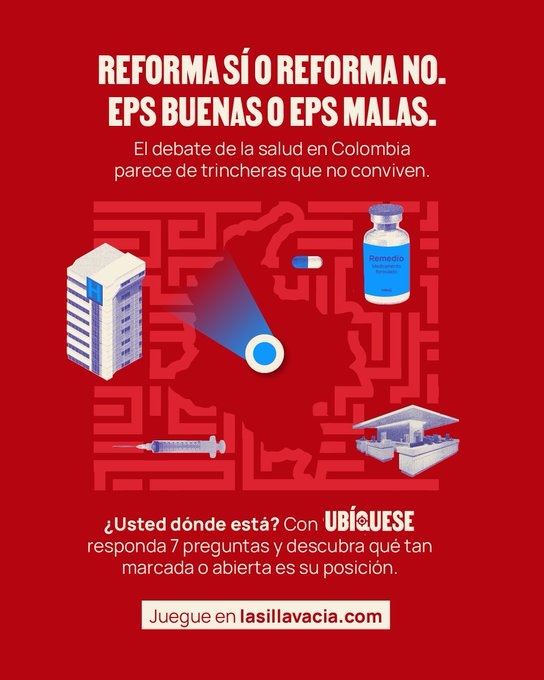 lasillavacia's tweet photo. Sobre la salud casi todos tenemos una posición🏥. Explore con esta herramienta los tres desacuerdos que atraviesan este debate y que heredará el próximo gobierno.

👀Juegue aquí https://t.co/aTlBWuTMsB y descubra cuánto espacio le deja a otras miradas.

Un proyecto con @Linterna. https://t.co/xTBddf7Slx