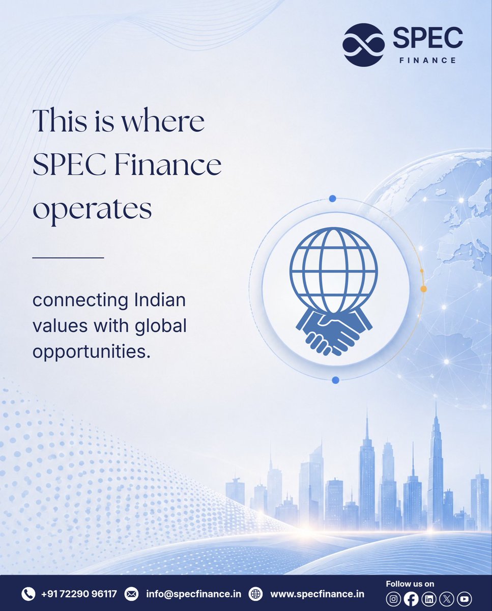 specfinancegfty's tweet photo. Why is GIFT City India's Global Financial Gateway?

It's India's first IFSC connecting Indian capital to global markets, and global capital to Indian opportunity, regulated by IFSCA to global standards.

This is where SPEC Finance operates. https://t.co/jxEAzbEaWs
