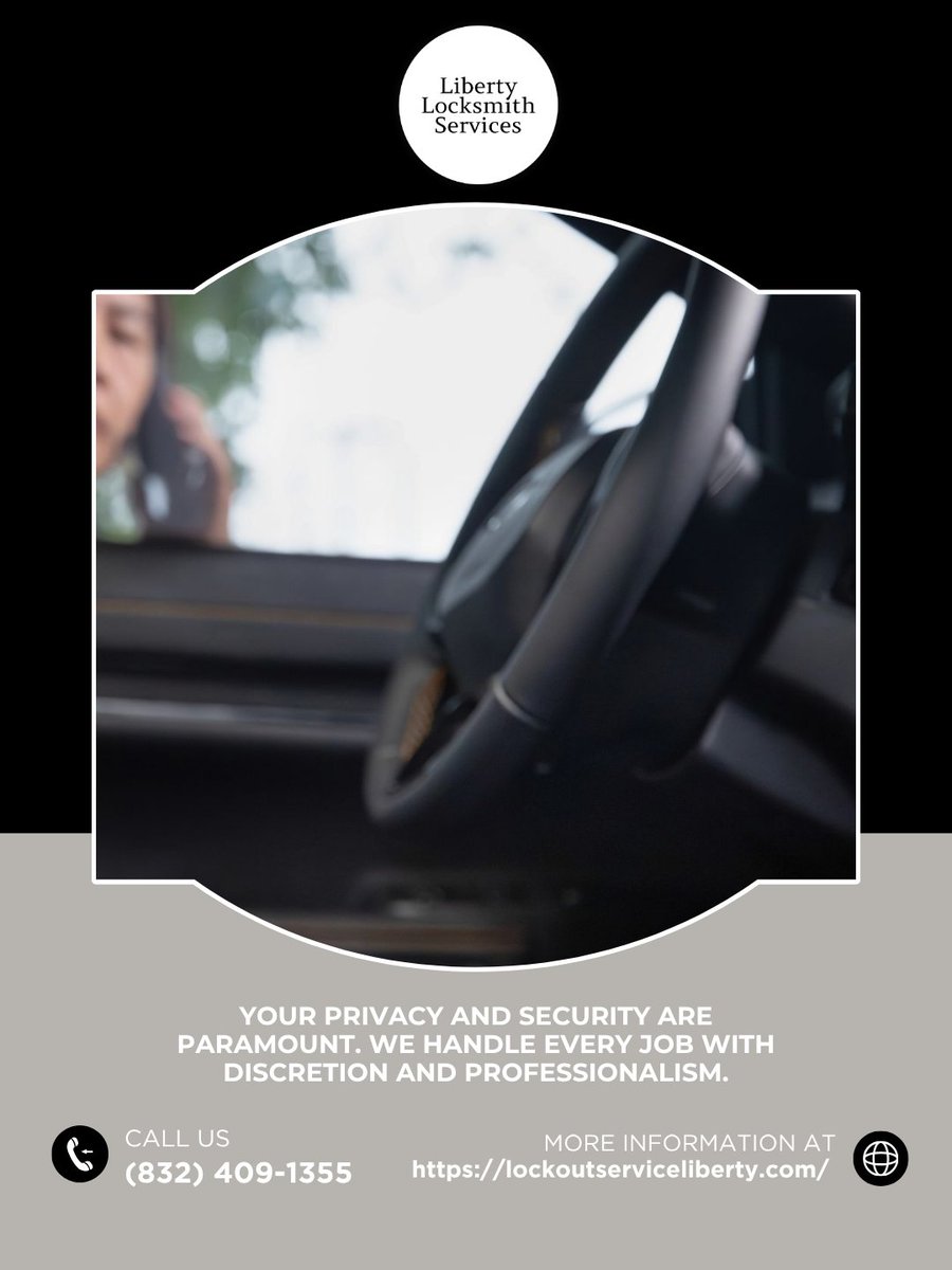 LibertyLockTX's tweet photo. Sometimes a vehicle lockout happens at the worst possible moment. Our team responds quickly with dependable solutions that help restore access fast. Reach us at (832) 409-1355 to help you regain entry. #VehicleLockout #FastResponse
https://t.co/Emkpq0LCxM https://t.co/BfPrjbRoik