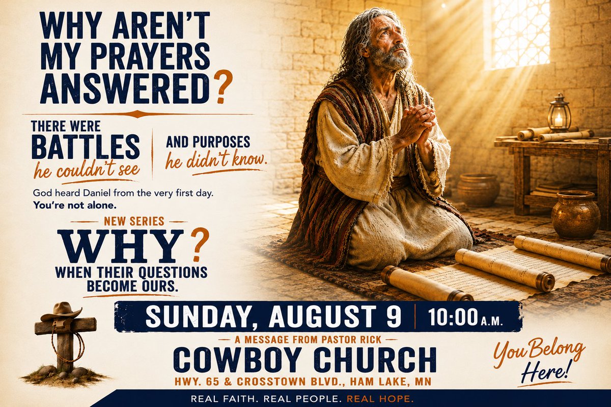 CowboyHamLake's tweet photo. Have you ever prayed and wondered if anyone was listening? If you've wrestled with silence, disappointment, or unanswered prayers - you're not alone. Daniel prayed for 21 days before discovering that God had heard him from the very first day. https://t.co/QZSkRMzYIV