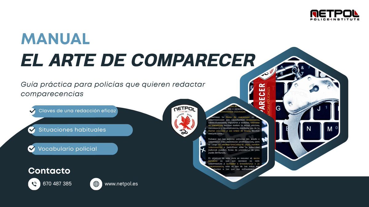 netpol_es's tweet photo. Guía práctica escrita desde la experiencia policial real.
📖EL ARTE DE COMPARECER 📖
Añádelo a tu colección de #NetpolBOOKS
🔗https://t.co/YRtIN6VwNC🔗
Siempre con la calidad de:
#NETPOL
#YoMeFormoEnNetpol https://t.co/imlIe8bb1s