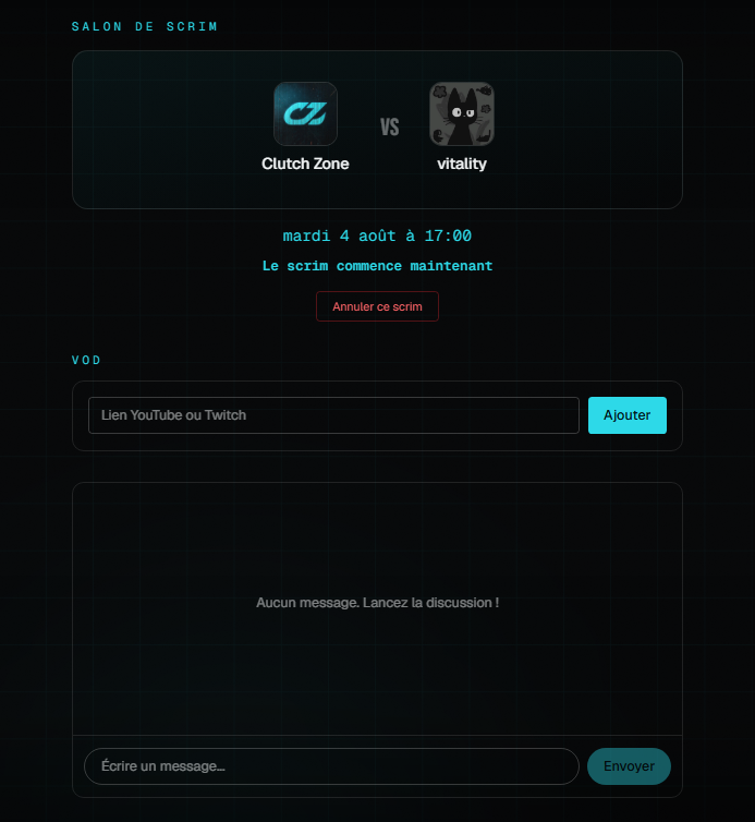ClutchZoneGG's tweet photo. Ce n'est pas fini… 🔥

Dès que ton scrim est validé, ton salon de scrim est prêt :
 🗨️ Communique avec l'équipe adverse (chat intégré)
 🎥 Balance la VOD du scrim à la fin pour tout garder au propre

Tout centralisé. Zéro prise de tête. https://t.co/af32j0t9Mv