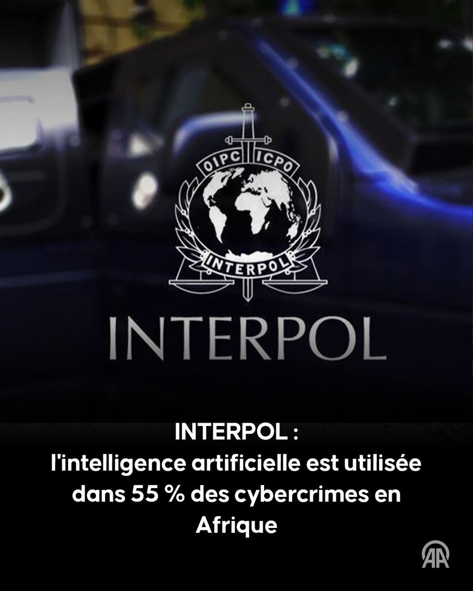 anadolufrancais's tweet photo. 🌐 INTERPOL : l'intelligence artificielle est utilisée dans 55 % des cybercrimes en Afrique

📌 Selon un rapport, la fraude en ligne a été le type de cybercrime le plus signalé en Afrique en 2025

▪️Il y est rapporté qu'en 2025, 17 pays africains ont renforcé leurs législations relatives à la lutte contre la cybercriminalité au cours de cette même année
https://t.co/m7aClEz7Ld