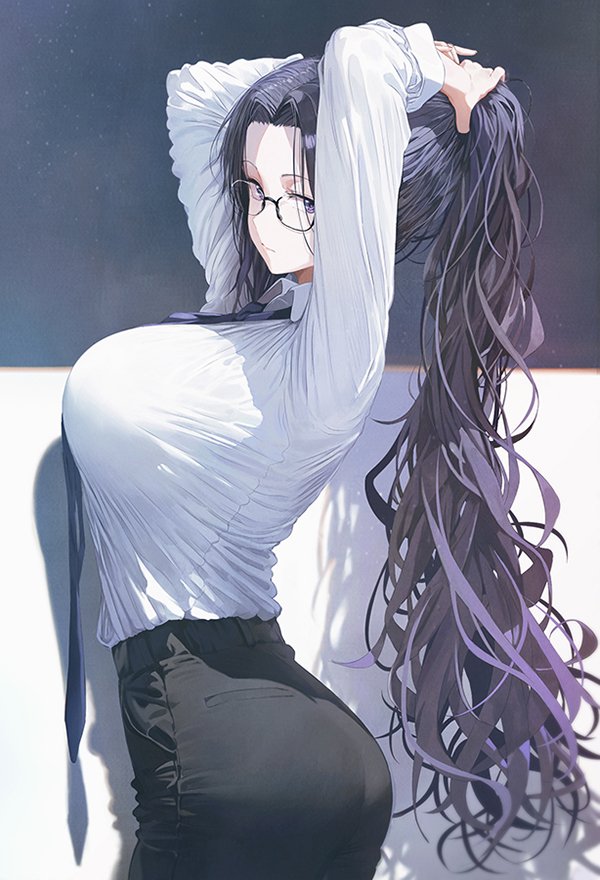 KuroTuki_nn's tweet photo. ひとつ結びお姉さん👓💜 https://t.co/8b3yUvjmOD