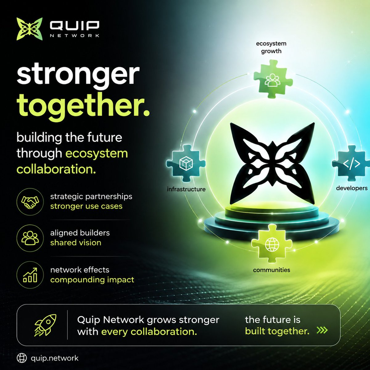 Hashemhd98's tweet photo. ecosystem collaboration is where real network effects start to compound.

seeing @quipnetwork expand through strategic partnerships is a reminder that strong infrastructure grows faster with aligned builders, not isolated teams. https://t.co/jtJLn1CGxa