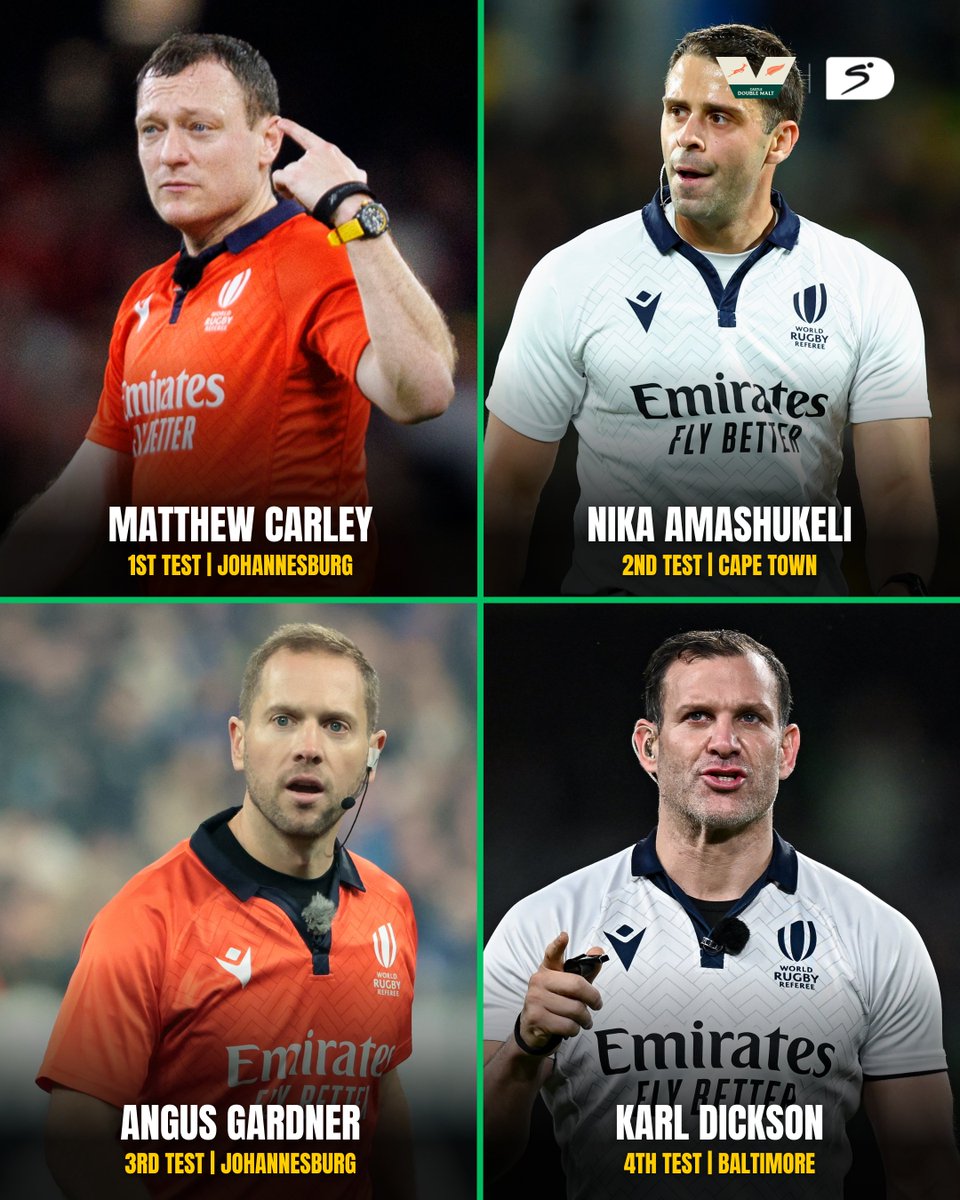SSRugby's tweet photo. World Rugby have announced the referees for the #RugbysGreatestRivalry Test matches 🗣️ https://t.co/80ySqx28qw