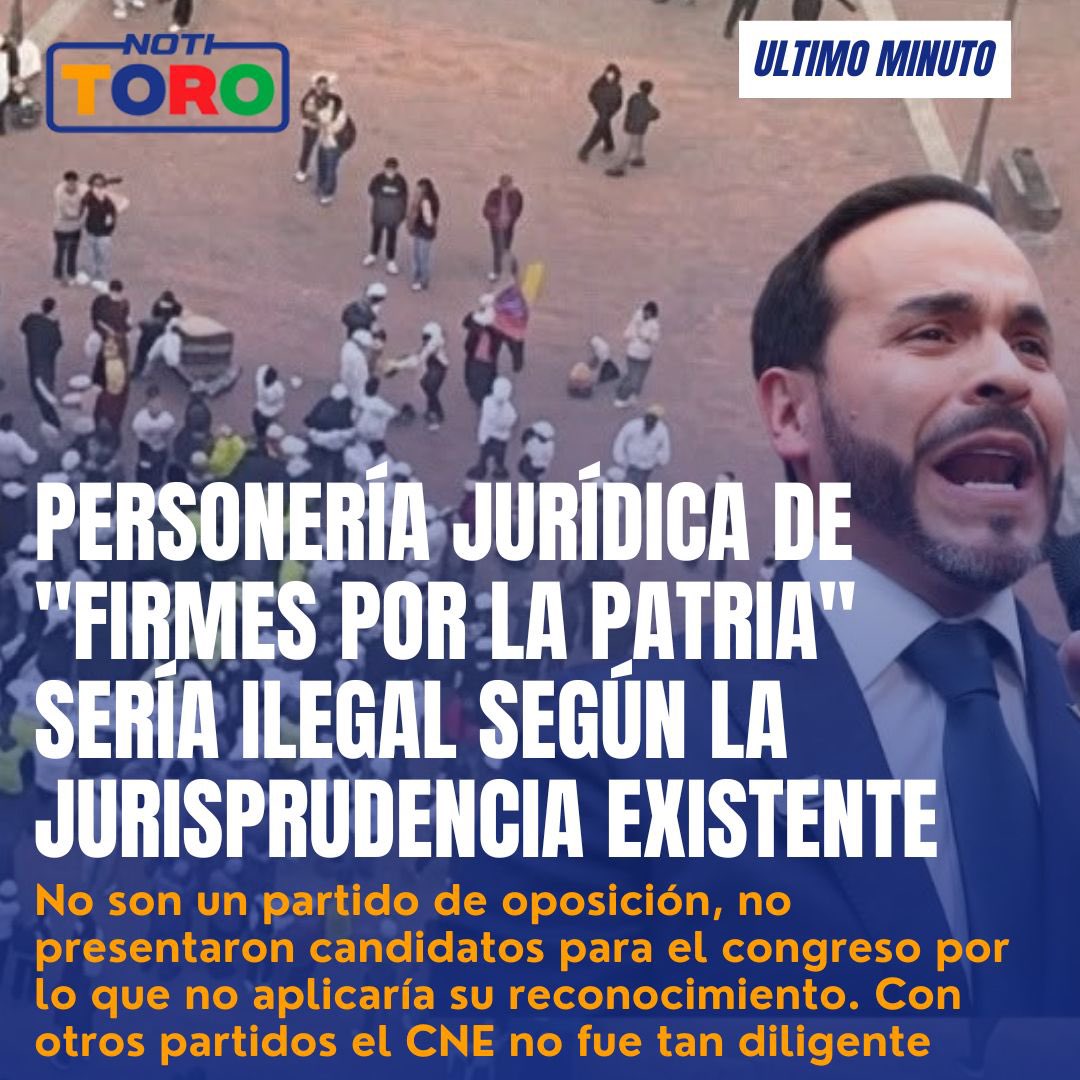 AlejoToroAnt's tweet photo. #NotiToro Personería Jurídica de "firmes por la patria" sería ilegal según la jurisprudencia existente 
https://t.co/jMOX3EpUqs https://t.co/5sCYrGuwKI