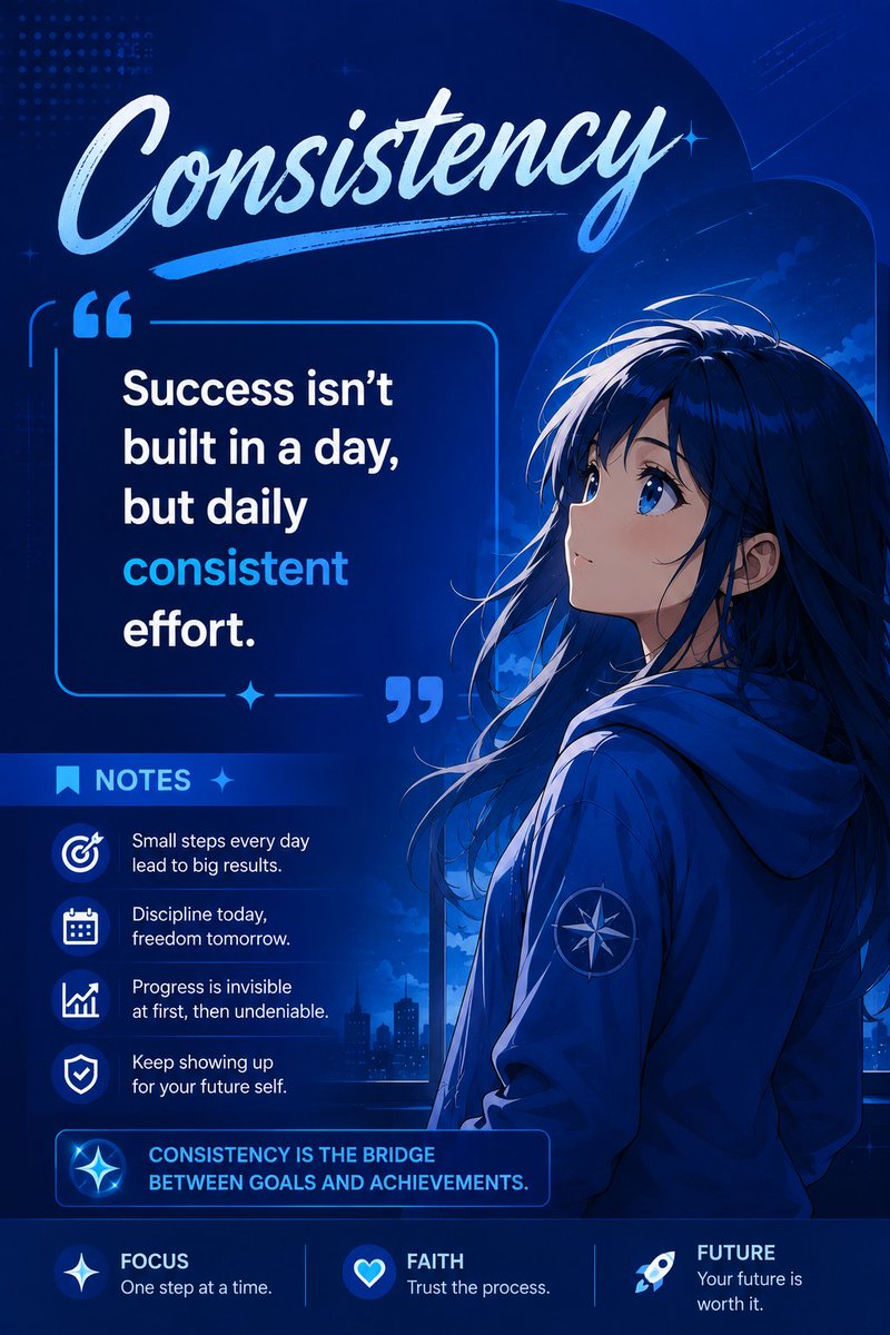 phantomvibes247's tweet photo. Consistency beats talent when talent isn't consistent. 💙
Every small step you take today compounds into tomorrow's success. Keep showing up, keep learning, and keep building. Your breakthrough might be one more consistent effort away. 🚀#Consistency #Web3 #talent https://t.co/0ITf8Nz2cK