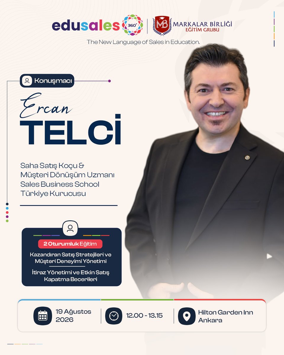 markalarbirliqi's tweet photo. Satışta fark yaratan stratejiler için EduSales360’ta buluşuyoruz!
Saha Satış Koçu ve Müşteri Dönüşüm Uzmanı Ercan TELCİ ile “Kazandıran Satış Stratejileri ve Müşteri Deneyimi Yönetimi” başlıklı eğitimde bir araya geliyoruz.

#MarkalarBirliği #EduSales360 #ErcanTelci #SatışEğitimi https://t.co/cknTU7JbJh