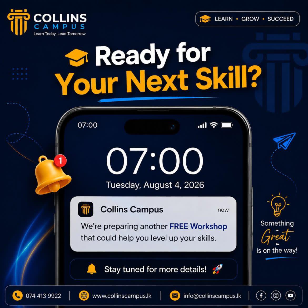 CollinsCampus's tweet photo. 🚀 Ready to level up your skills?

📢 Stay tuned for our next FREE Workshop and be the first to grab the opportunity. Join our FREE Workshop WhatsApp Community so you never miss an update!

https://t.co/vFf2G0KWT2

#FreeWorkshops #SkillDevelopment #CareerGrowth #LearnWithCollins https://t.co/fYDEzDrD5w
