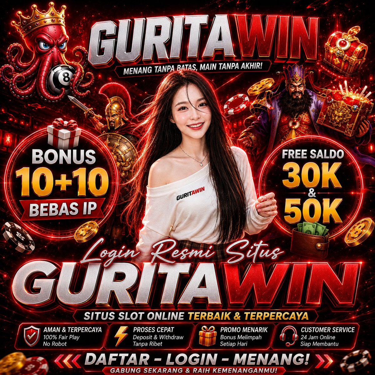 guritawin's tweet photo. 🚨STOP SCROLL! GURITAWIN LAGI BAGI-BAGI BONUS!🚨
🎁BONUS 10+10 BEBAS IP
💸REE SALDO 30K & 50K
👉Masuk melalui link resmi di bawah ini:
🌐https://t.co/ezPoNMk9K9
GURITAWIN — Menang Tanpa Batas, Main Tanpa Akhir!🔥
#GURITAWIN #Bonus1010 #FreeSaldo #LinkLogin #LoginAlternatif https://t.co/IendDA6LwX