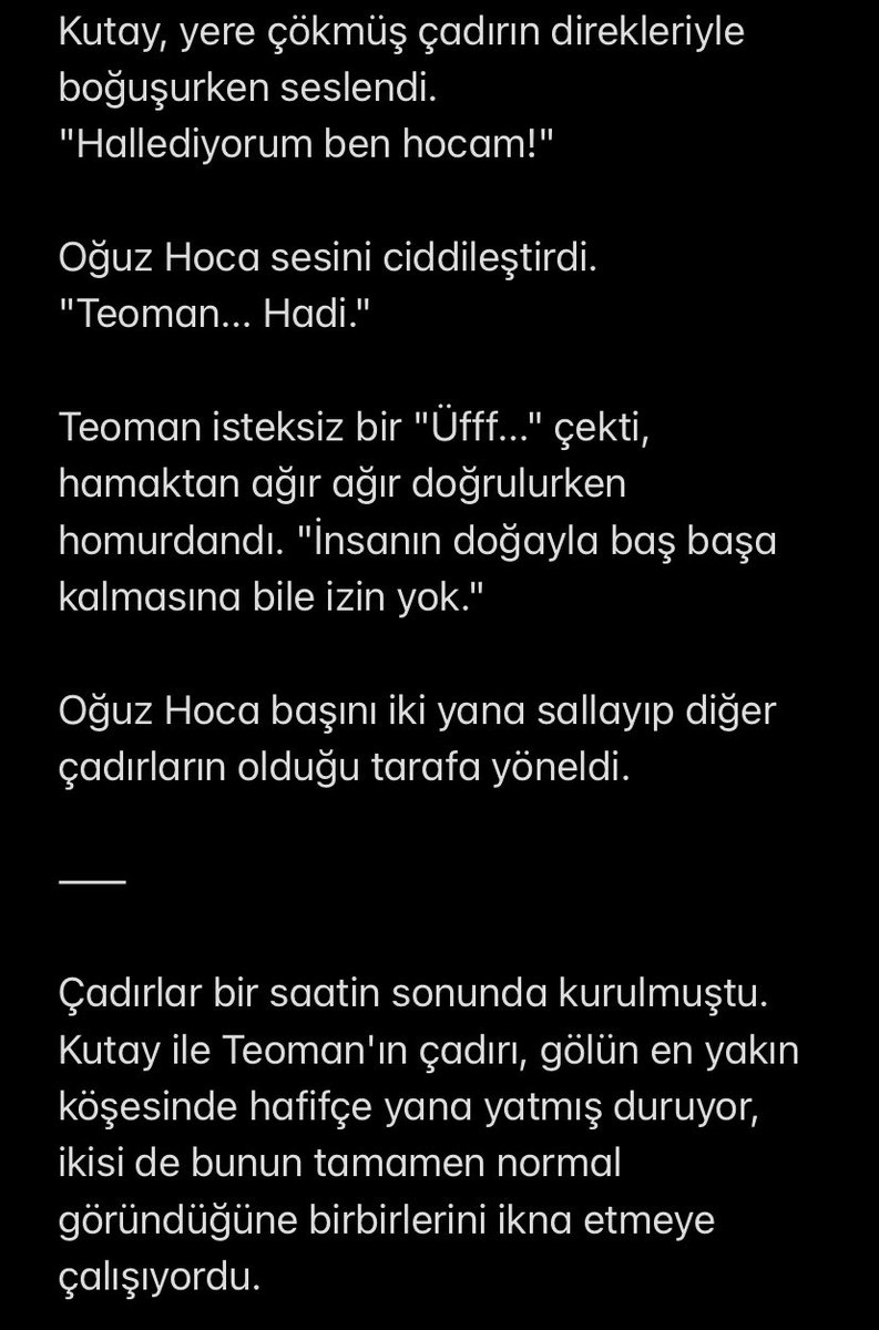 heyitszzme's tweet photo. oğuz hocam sonunda kırk yılın başı bir işe yaramaya karar verip şu garibanları okul gezisine çıkarıyor yazarken rahatladım

TeoDen One Shot: Kamp Günlükleri pt.1

bu hikayenin devamı için özellikle fikirlerinizi bekliyorum 🙏🏻

1 https://t.co/iPT8mWXKmn