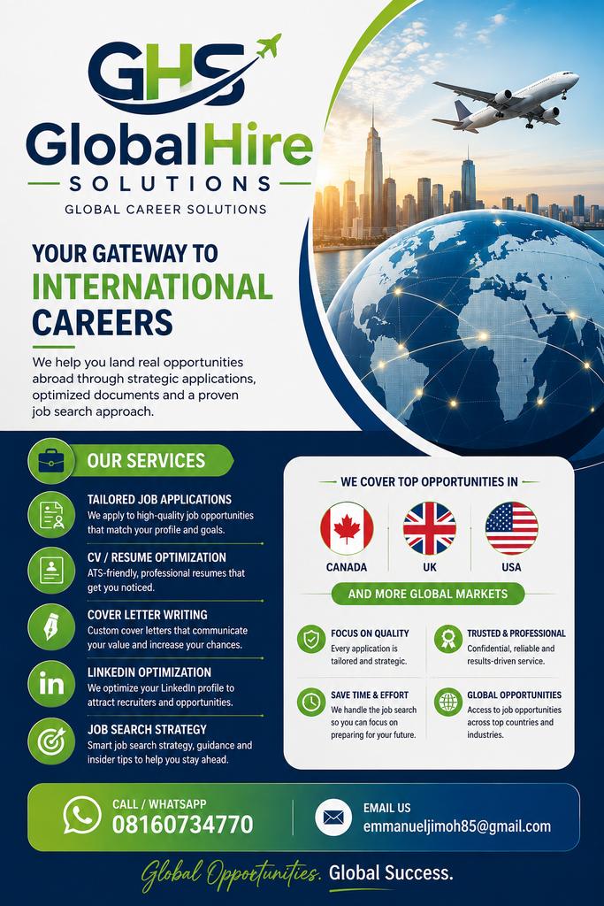 just_a_lonerr's tweet photo. @PoojaMedia At GlobalHire Solutions, we help professionals and graduates secure opportunities abroad with: ✅ Tailored Job Applications ✅ ATS-Optimized CV/Resume ✅ Professional Cover Letters ✅ LinkedIn Optimization ✅ Job Search Strategy  We cover opportunities in Canada 🇨🇦 | UK 🇬🇧 | USA. https://t.co/4BT4ZPeqKi