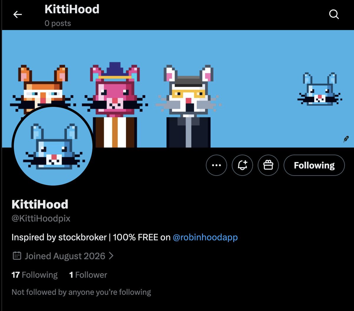 ahmedrazaeth's tweet photo. alpha call

name: @KittiHoodpix 
supply: TBA
chain: robinhood
price: FREE MINT

Inspired by stockbroker

im collab manager tomorrow collab start

who need spot? https://t.co/Ov78URiANe