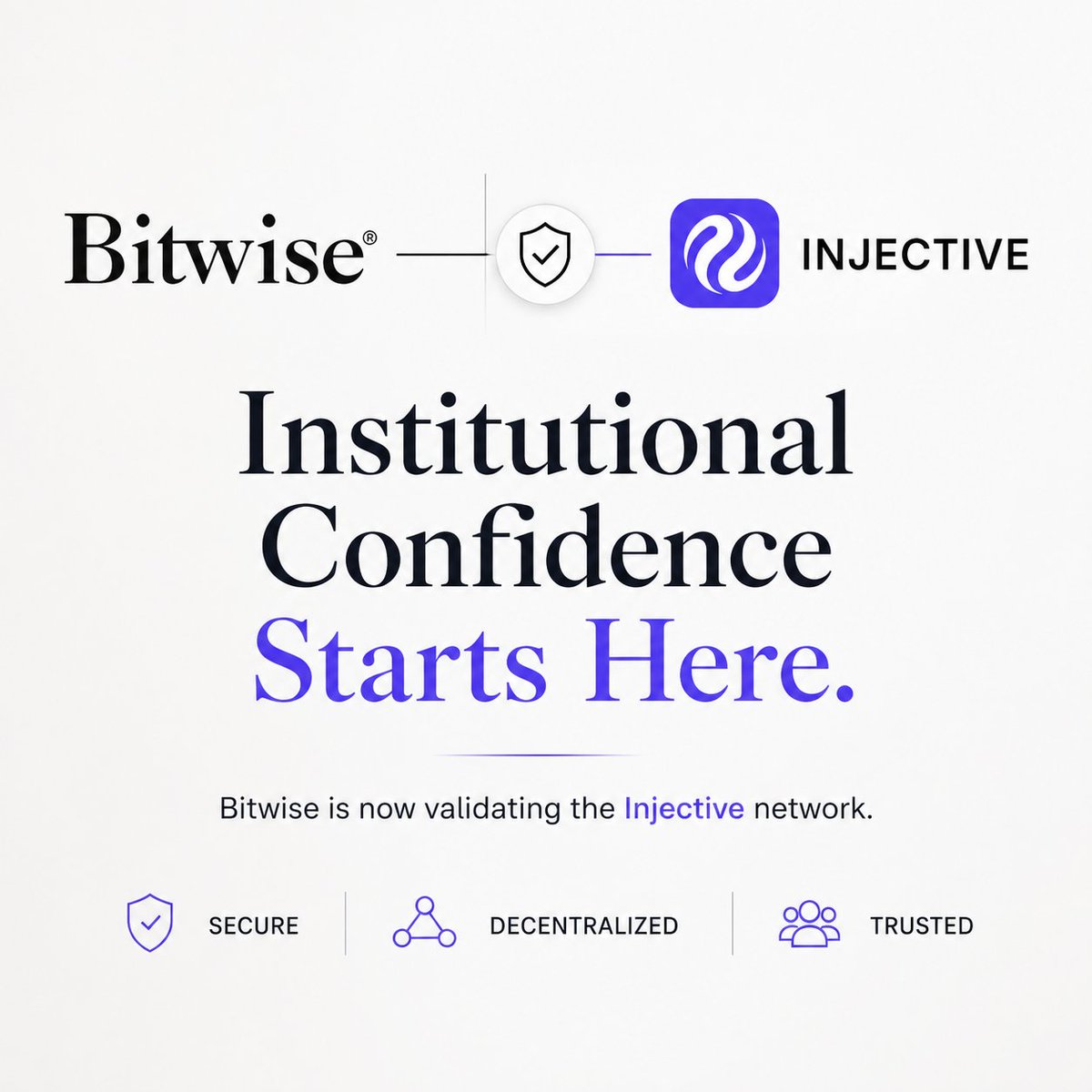 sakshi_views's tweet photo. When people hear the word validator, it can sound technical.

But the idea is actually simple.

Think of a validator like a trusted security guard for a blockchain. It helps verify transactions, keeps the network running smoothly, and protects it from bad activity.

That's why this update matters.

@Bitwise , one of the most recognized names in digital asset investing, is now running an official validator on Injective.

This means anyone can stake $INJ through the official Bitwise validator using the Injective Hub or a Ledger hardware wallet.

More importantly, it shows something bigger.

As more respected institutions choose to participate in the network, Injective becomes stronger, more secure, and more trusted.

This isn't just another announcement.

It's another example of traditional finance becoming part of the onchain world.

Step by step, Injective keeps attracting builders, institutions, and real world adoption.

The future of finance won't be built by one company.

It will be built by ecosystems that people trust.

And @injective continues to earn that trust.

Great work, @injective and @Bitwise.