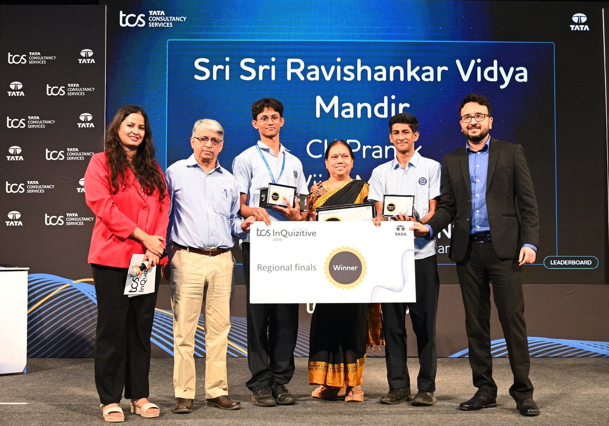 NewsStar69313's tweet photo. Sri Sri Ravishankar Vidya Mandir Wins The Bengaluru Edition Of TCS InQuizitive 2026.
#Sri #Sri #Ravishankar #Vidya #Mandir #Wins #Bengaluru #Edition #TCS #InQuizitive #Karnataka
https://t.co/AlO8FpNsPK https://t.co/5CZ69WRyvt