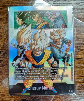 DonMemelol's tweet photo. Want to collect Dragon Ball Fusion World? Start here:

E91 & E92 Energy Markers.

These are the first and only Energy Markers ever released in the Manga Accessory Sets. They were created for Dragon Ball's 40th Anniversary, are extremely limited, and feature the original Akira Toriyama manga artwork.

The same manga artwork also appears on the Energy Markers from SB01 and SB02. Take a look at the prices of those cards, and you'll quickly understand why the exclusive E91 and E92 promos still selling for around $100 look ridiculously cheap to me.

I could be wrong, but if you're thinking long-term, these are among the most underrated Dragon Ball Fusion World promos available today.

There are so few listings of these cards because they were extremely limited. Most people still have no idea how rare these promos actually are.

Once collectors start realizing what these cards are, I don't think $100 will last for very long.