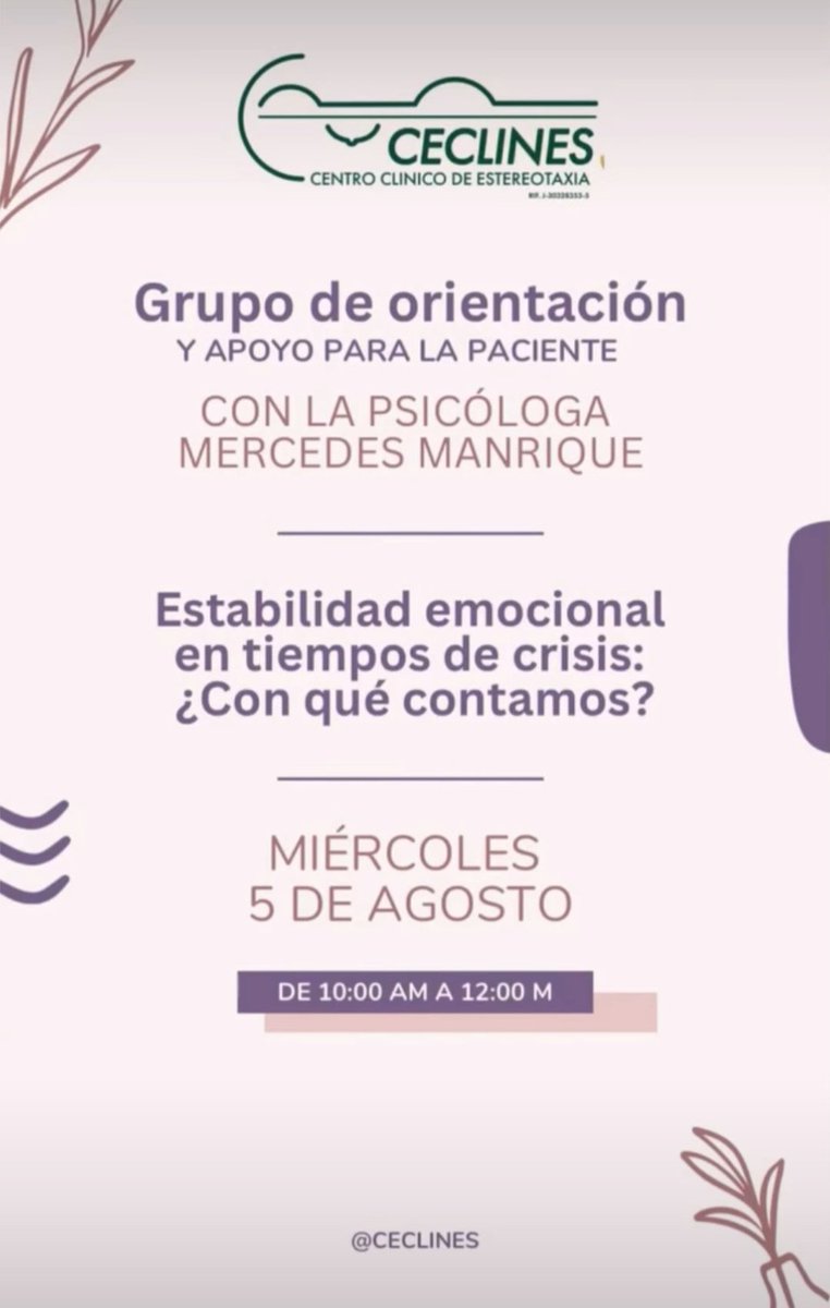 ceclines's tweet photo. No estás sola, aquí estamos para ti. 
Porque juntos seguimos adelante, queremos brindarte orientación y apoyo 💚
​📌 "Estabilidad emocional en tiempos de crisis: ¿Con qué contamos?"
Lic.Mercedes Manrique
📅 Miércoles 5 de agosto | 🕒 10:00 AM - 12:00 M

WhatsApp 0424 2540725 https://t.co/GR8c7XMPe0