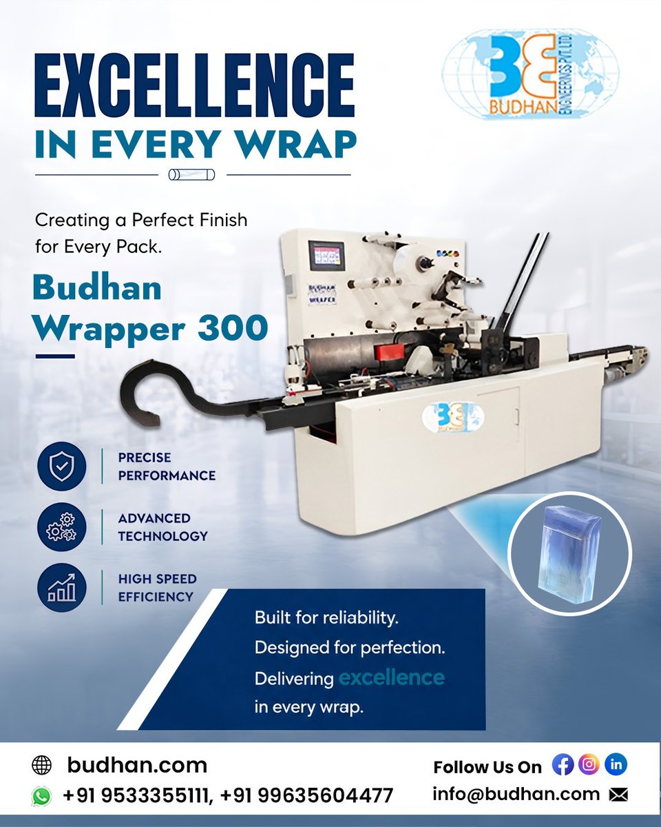 budhan_official's tweet photo. Precision. Performance. Perfection. 🚀
Meet the Budhan Wrapper300—engineered for flawless wrapping, consistent quality, and reliable performance.
🌐 https://t.co/Fhm6oOYYY5
#BudhanEngineering #BudhanWrapper300 #PackagingTechnology #Automation #Manufacturing https://t.co/u7etjBaolt