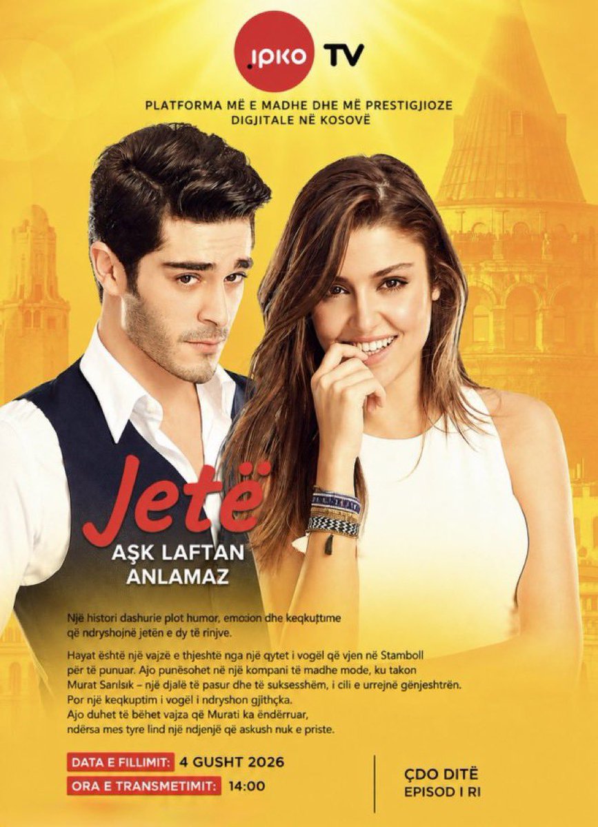 ercelfiles's tweet photo. 🇽🇰 #AşkLaftanAnlamaz, starring HandeErçel and Burak Deniz, officially premiered today on IPKOTV, Kosovo's largest digital entertainment platform. The series will air daily, bringing the beloved romantic comedy to audiences across the country.♥️✨️

#HandeErçel https://t.co/wyAw0GbZSw